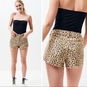 PacSun Leopard Mobwife High Rise Animal Print Raw Hem Festival Shorts Size 25